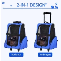 Pawhut Hunde Trolley Rucksack blau